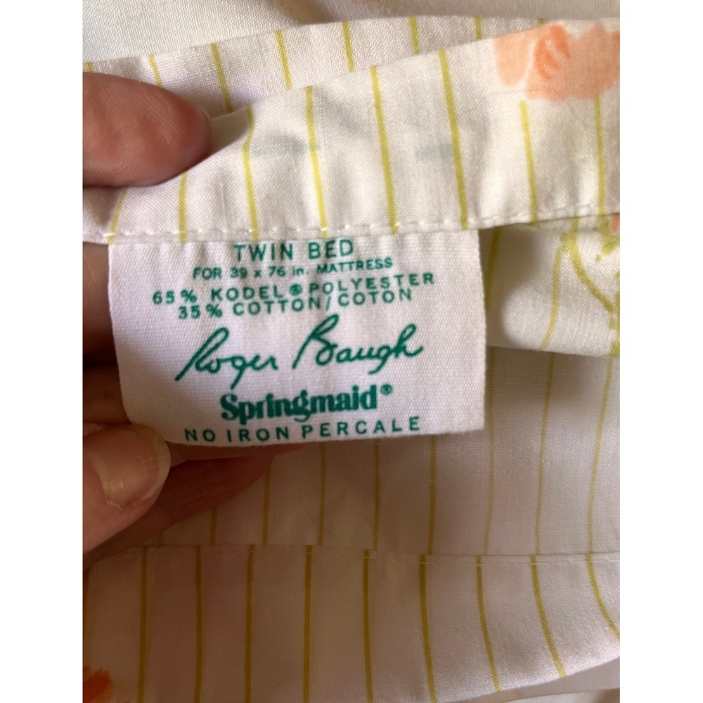Twin Flat‎ Vintage Striped floral sheet, Roger Baugh, Springmaid - Picture 3 of 5